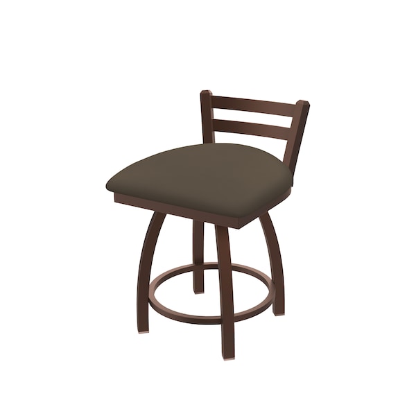 18" Low Back Swivel Vanity Stool, Bronze Finish, Canter Earth Seat